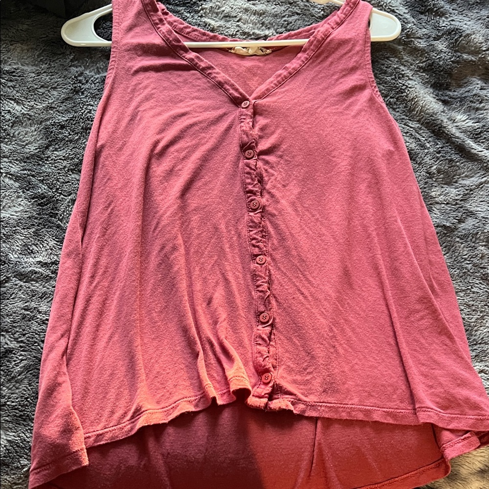 Pink Sleeveless Button-Down Top